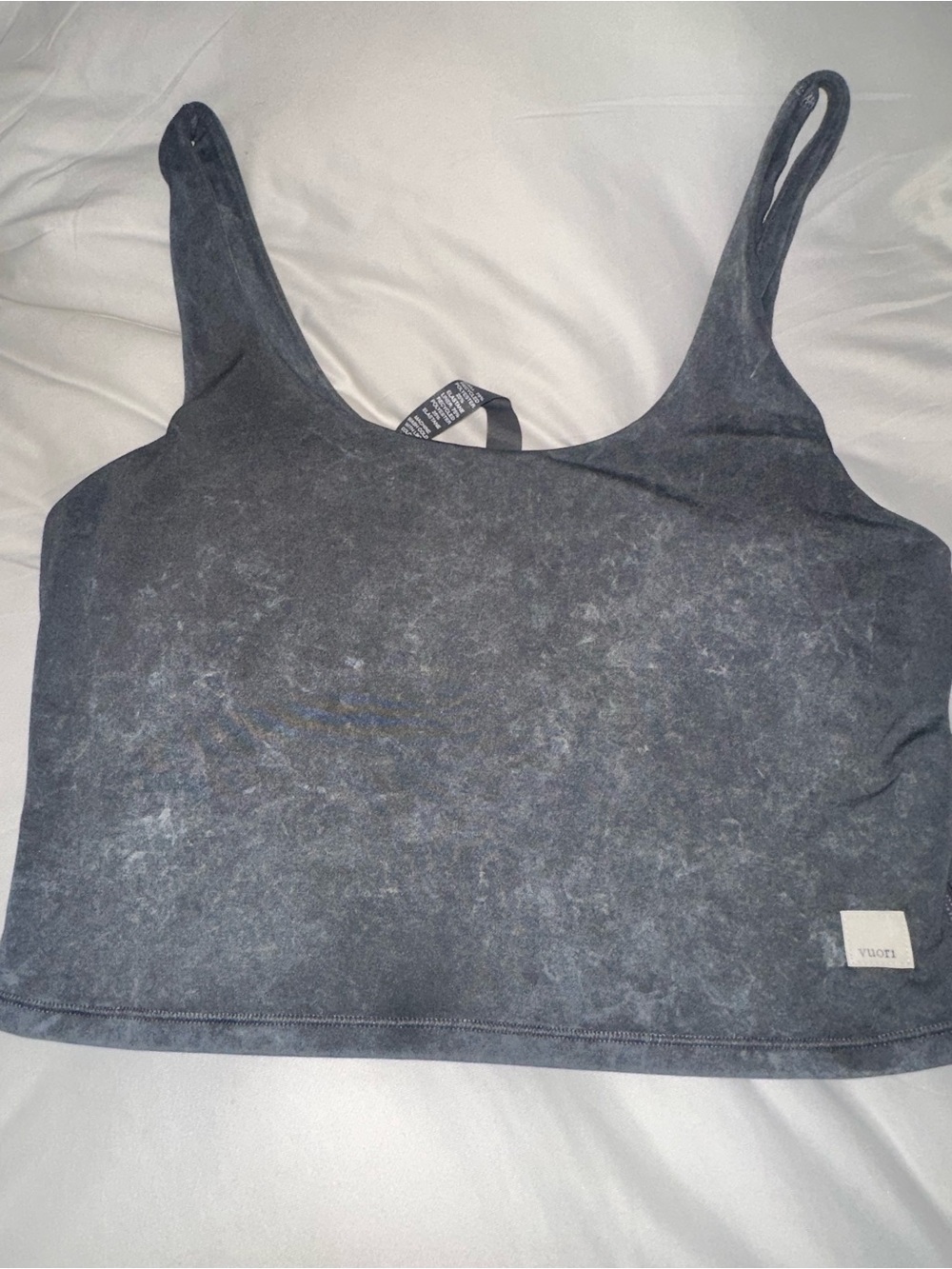 Vuori Wash-Effect Black Crop Tank w/Built In Bra - EUC S Small